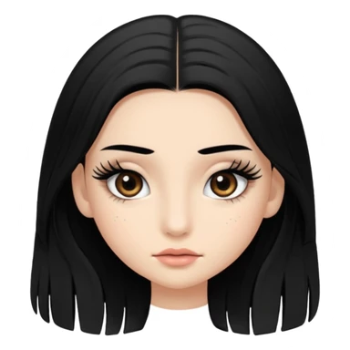 ragazza truccata con le ciglia finte con i capelli neri lunghi sticker