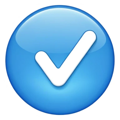 A blue circle with white tick  sticker