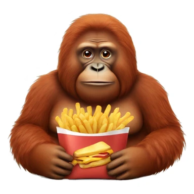 Fat orangutan with fries sticker