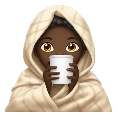 Dark skin girl inside a blanket sipping coffee eyes closed sticker