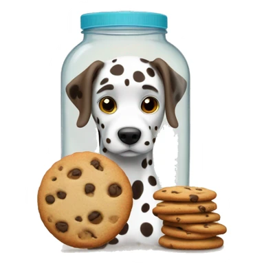 Brown Dalmatian next to a jar of cookies sticker