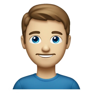 caucasian programmer, blue eyes, brown hair with laptop sticker