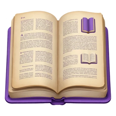 open book with purple cover sticker