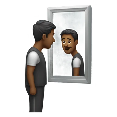 man looking at mirror sticker