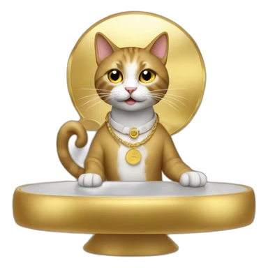 cat secretary sitting on top of the gold cloud sticker