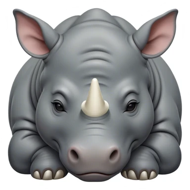 Meme-Worthy Cute Sleeping Rhinoceros Portrait Emoji, Head resting peacefully with a contented smile, showcasing a massive, robust build and a luxuriously soft slate-gray hide, accented by a gentle white horn, eyes shut in a serene, restful nap, Simplified yet hilariously adorable features, highly detailed, glowing with a soft, drowsy light, high shine, relaxed and utterly lovable, stylized with an air of playful laziness, bright and heartwarming, soft glowing outline, capturing the essence of a comically sleepy rhinoceros, so meme-worthy it feels like it could instantly become the next viral sensation of adorable slumber! sticker