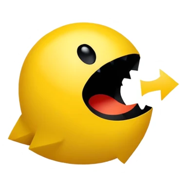 Perfect side profile of classic Pacman, yellow circle with triangular wedge cut out for mouth, showing only the side view, no front view sticker