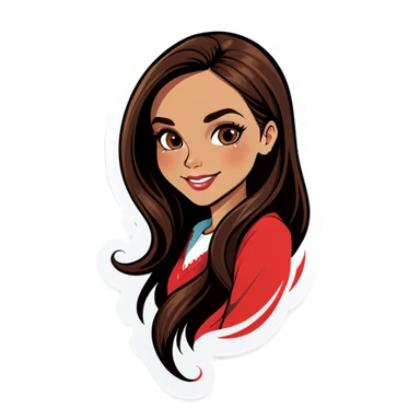 Tan lady with long brown hair  sticker