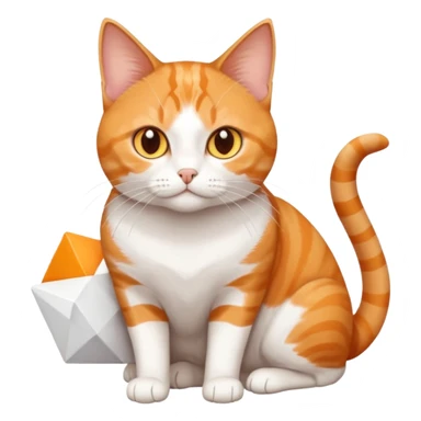 full body orange and white domestic shorthair slim cat with yellow/orange eyes and a white triangle pattern on his face playing sticker