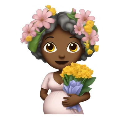 Pregnant lady with flowers sticker