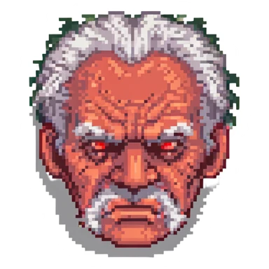angry old man, pixel art, red face, steam coming from ears sticker