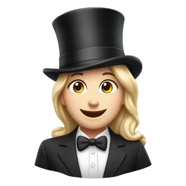 happy white girl in top hat sticker