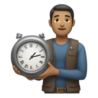 a man holding clock sticker