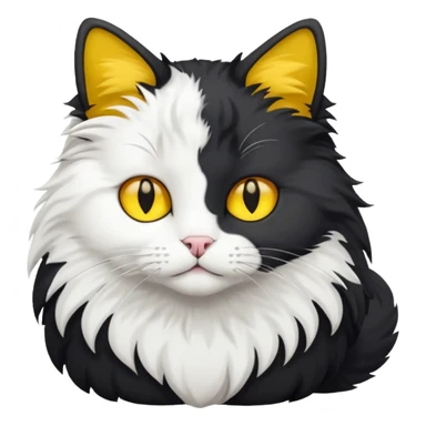 A black colored bicolor cat emoji with yellow eyes full body sticker
