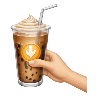 a white hand holding an iced coffee but just the hand and the cup sticker