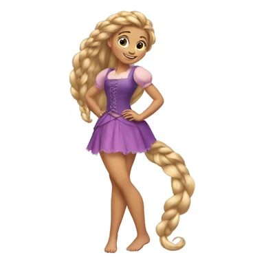 Rapunzel with past her leg hair in one big braid sticker