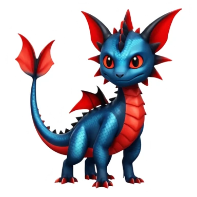 Shiny Red And Black Colorful Litten-Salandit-Vaporeon-Toothless-Fakémon-hybrid-creature (full body)  sticker