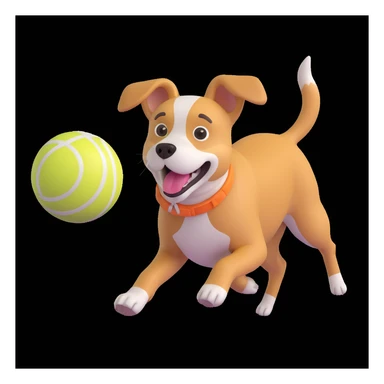 dog chasing ball in forrest, close up pose sticker