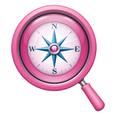 mix light pink dark pink and white girly internet compass logo with a small magnifying glass at the bottom sticker