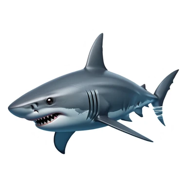 cinematic-shark-realistic-full-body-swimming-emoji,-sleek-powerful-body-gliding-through-the-ocean-depths,-dark-grey-skin-glossy-and-textured,-sharp-angular-fins-cutting-through-the-water,-piercing-black-eyes-focused-intensely,-rows-of-razor-sharp-teeth-slightly-visible,-simplified-yet-realistic-focused-features,-highly-detailed,-glowing-with-an-eerie-deep-sea-glow sticker
