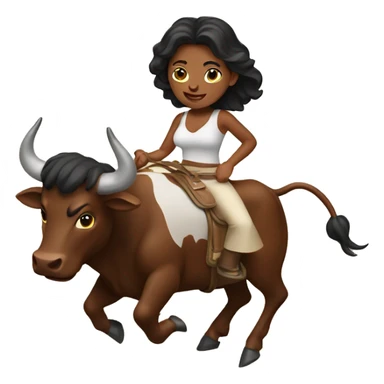 Brown woman ride a bull sticker