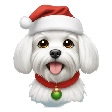 Maltese with Santa hat sticker