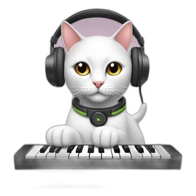 Siames cat with headphones, micro and keyboard sticker