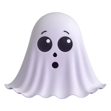 classic ghost, sheet with eye holes, floating, neutral expression sticker