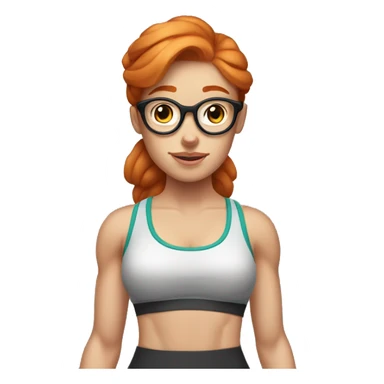 Ginger hair girl with eyeglasses and aesthetic gym outfit lifting dumbbells  sticker