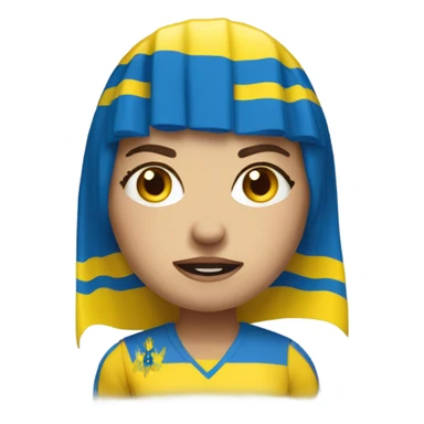 super-realistic angry female Ukrainian with ukranian flag sticker