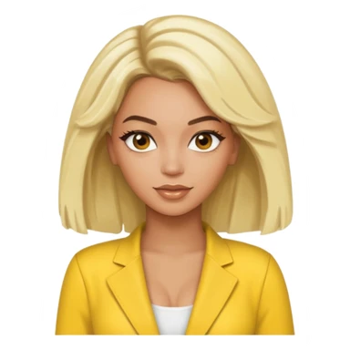 Beyonce brown eyes, platinum blonde hair, yellow outfit sticker