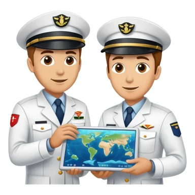 Marine geologists using sonar equipment to map ocean floor features from research vessel sticker