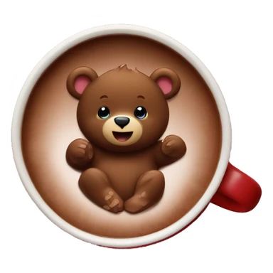Baby bear inside of a cup of hot cocoa. Burgundy colored cup.  sticker