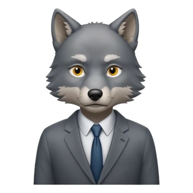 emoji of  wolf  with human body thinking sticker