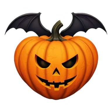 heart with Halloween theme, spooky, pumpkins, bats, dark colors sticker