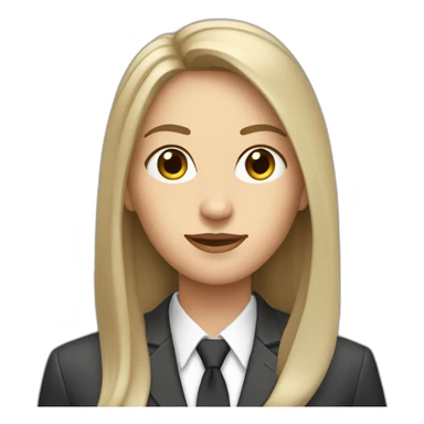 Dark Brown straight long hair white woman wearing suit sticker