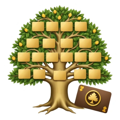 family diagram tree with gold cards sticker