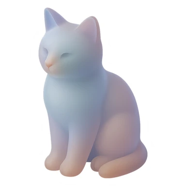 illustration of a sitting cat with soft pastel colors and translucent effect, matte glass style sticker