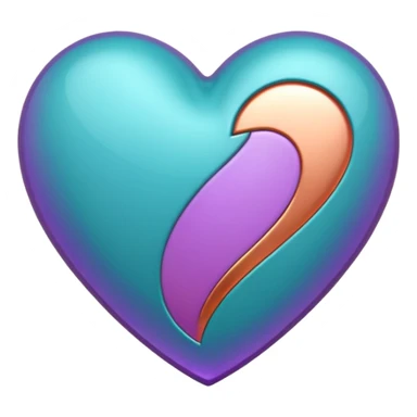 I need a teal, orange , purple, and rose gold Heart emoji that looks like a cartoon  sticker