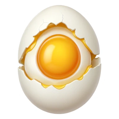 egg object icon, cracked egg with yolk, 3D cartoon, mobile game icon style, clean background, no text, no watermark
 sticker