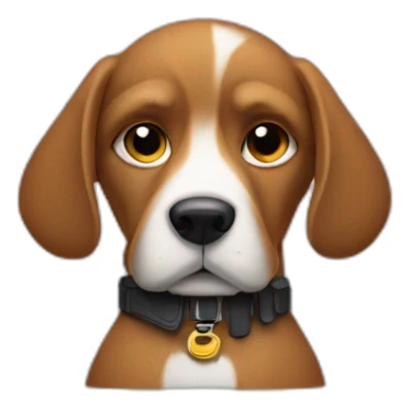 dog wearing gun sticker