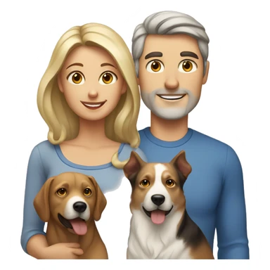 Caucasian man and woman with two dogs sticker