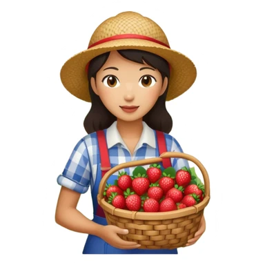Asian female Strawberry farmer sticker