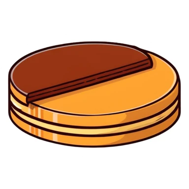 round chocolate wafer covered in chocolate with peanut butter cream filling sticker