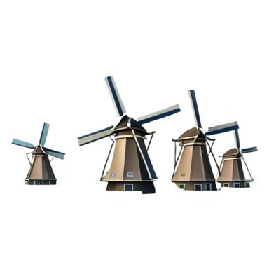 cinematic-realistic-kinderdijk-windmills-landmark-emoji,-showcasing-traditional-dutch-windmills-aligned-along-a-tranquil-canal,-with-lush-green-fields,-soft-ripples-in-the-water. sticker