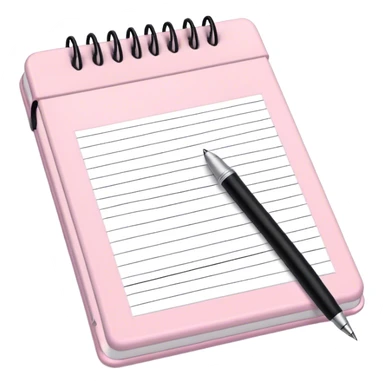 Pale pink notepad with pen sticker