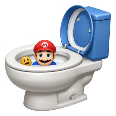 Mario's neck and head only sticking out of the middle of the bowl of a white toilet sticker