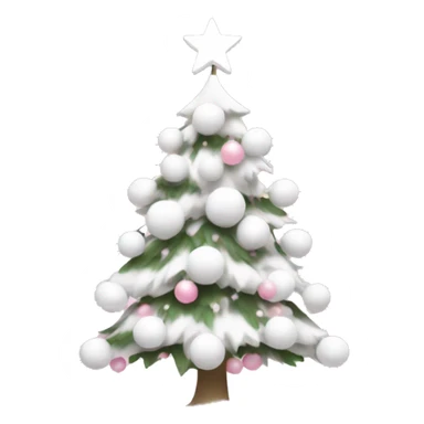 White Christmas tree with light pink balls and snowflakes  sticker