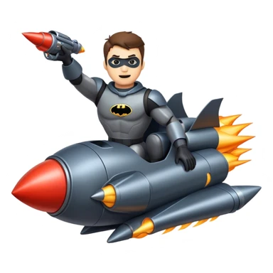 man riding a rocket batmobile boom!  sticker