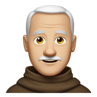 A middle-aged white male friar with a grizzled appearance, buzz cut, no facial hair, and a square jaw. sticker